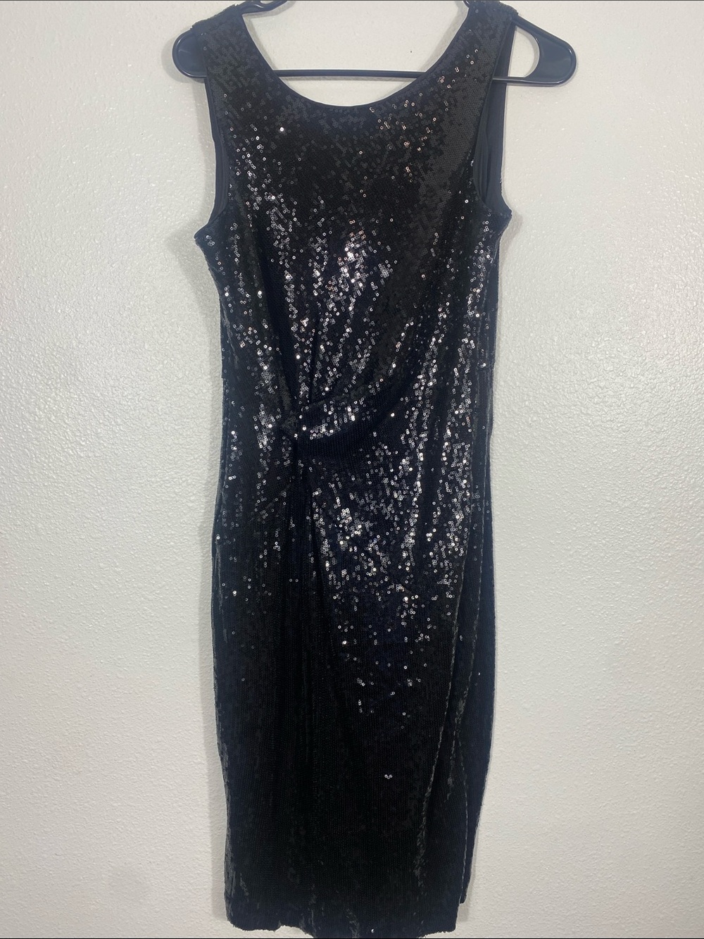 Taylor Black Sequin Twist-Detail Midi Dress Size 4 - Picture 3 of 16